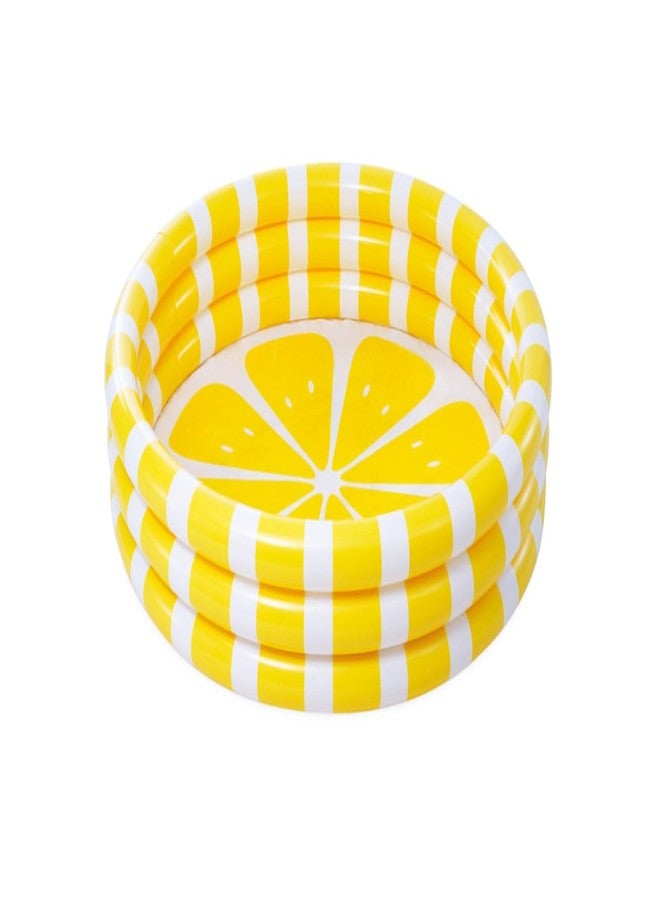 VWretails Zesty Lemon Inflatable Pool 58432 with Yellow & White Stripe Design for Kids, 330 Liters Water Capacity, Lemony Pattern, Fun Backyard Water Play Pool for Toddlers, Ages 2+ - Image 2
